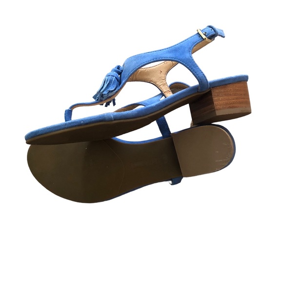 Talbots Blue Murano Suede Leather Thong Tassel Sandals Size 5.5M ***SELL AS IS** - Picture 3 of 12